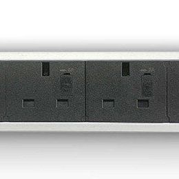 Light Gray Metalicon UPMA-4P-SV Powerlink Under Desk Power Module - 4 Mains Power