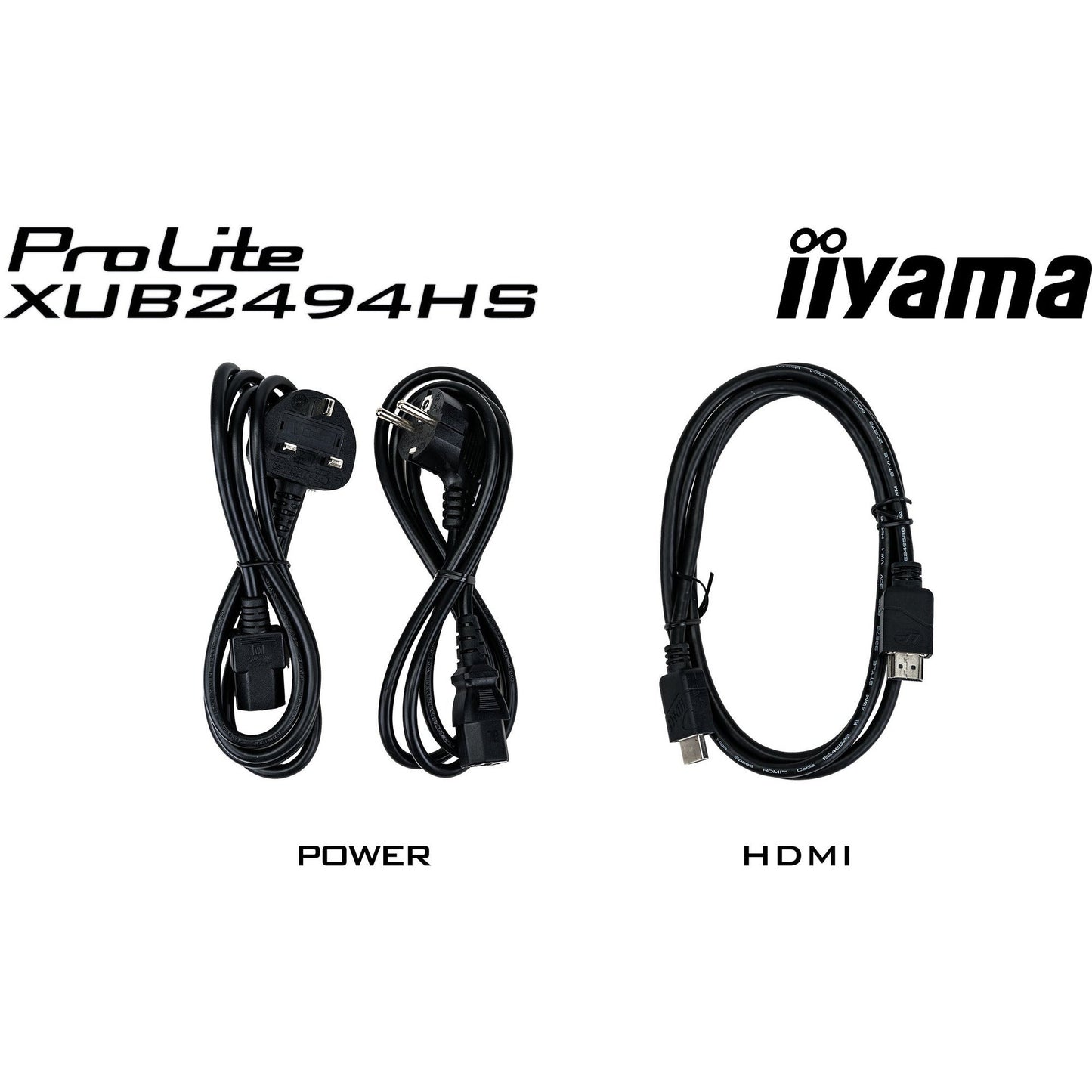 Black Iiyama ProLite XUB2494HS-B2 24” Full HD VA monitor with Height Adjust Stand