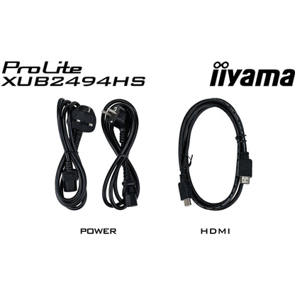 Black Iiyama ProLite XUB2494HS-B2 24” Full HD VA monitor with Height Adjust Stand