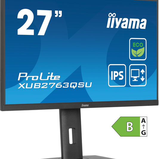 Dark Cyan iiyama XUB2763QSU-B1 27" IPS QHD Desktop Monitor with B-Class Energy Rating