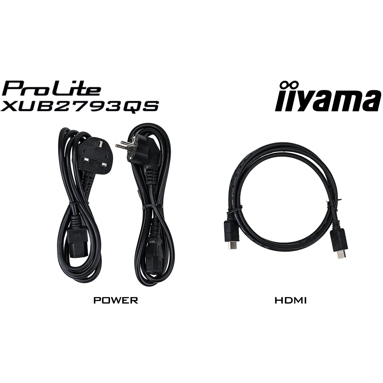 Black Iiyama ProLite XUB2793QS-B1 27” WQHD 2560 x 1440 IPS Monitor with Height Adjust Stand