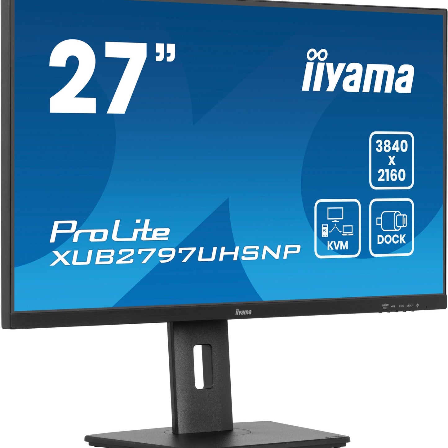 Dark Cyan iiyama ProLite XUB2797UHSNP-B1 27" 4K IPS Desktop Monitor with USB-C (96W PD), KVM Switch, and RJ45