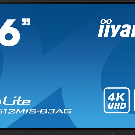 Dark Cyan iiyama TE8612MIS-B3AG Signage Display Kiosk design 2.18 m (86") LCD Wi-Fi 400 cd/m² 4K Ultra HD Black Touchscreen Built-in processor Android 11 24/7