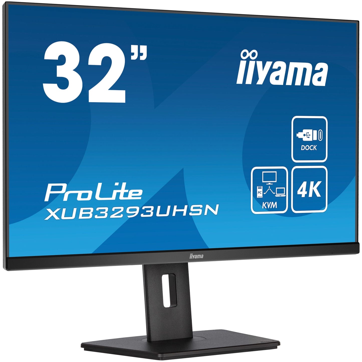 Dark Cyan iiyama ProLite XUB3293UHSN-B5 32" 3840 x 2160 pixels 4K UHD IPS Display with USB-C Dock & RJ45 (LAN)