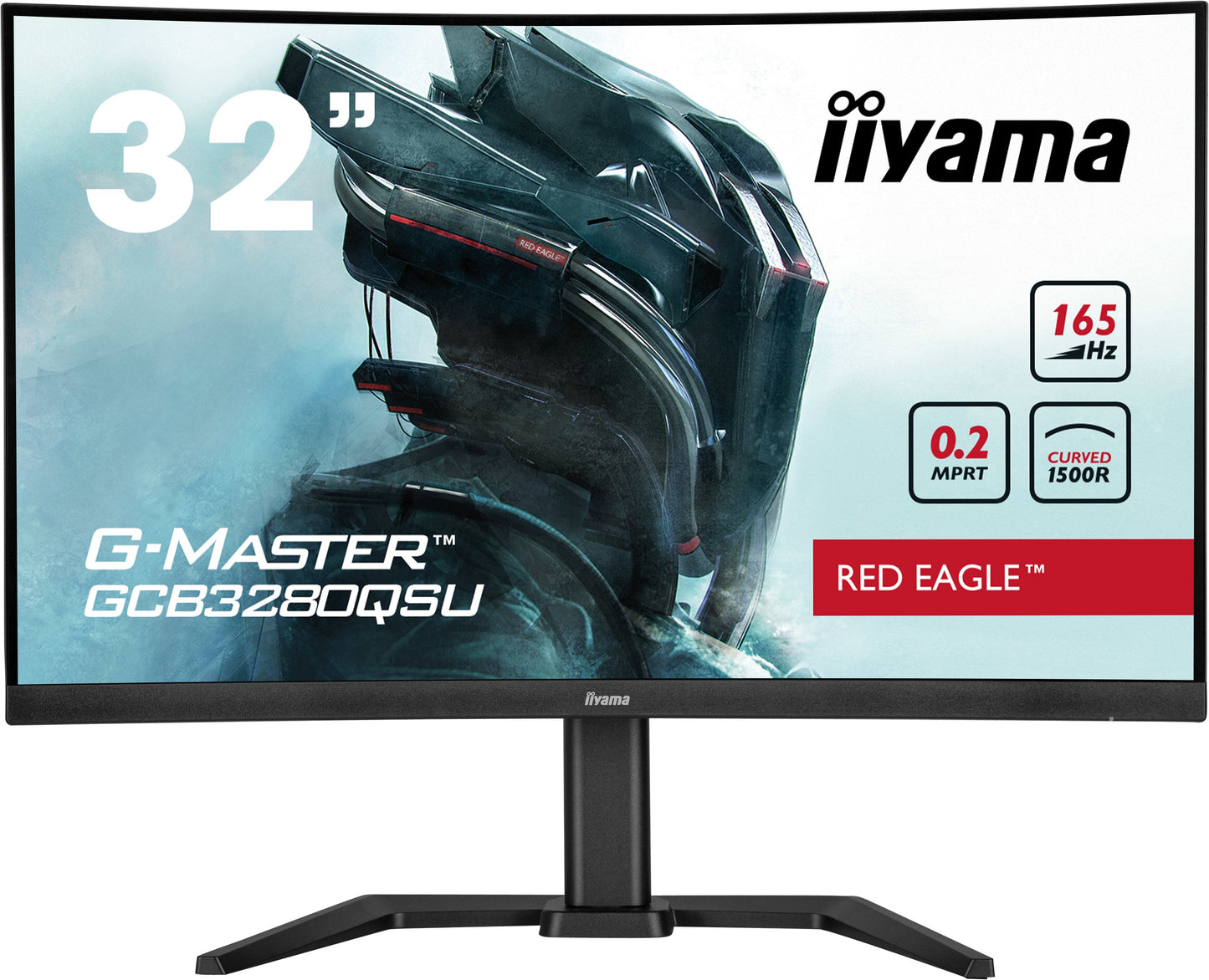 Light Gray iiyama G-MASTER Red Eagle GCB3280QSU-B1 32" 1500R 165Hz Curved Gaming Monitor
