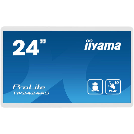Dark Cyan iiyama TW2424AS-W1 Signage Display Digital signage flat panel 60.5 cm (23.8") Wi-Fi 250 cd/m² 4K Ultra HD Black Touchscreen Built-in processor Android 24/7