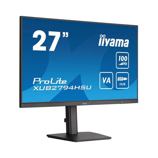 Dark Cyan iiyama ProLite XUB2794HSU-B6 27" Full HD VA panel with 100Hz refresh rate and 150mm height adjustable stand