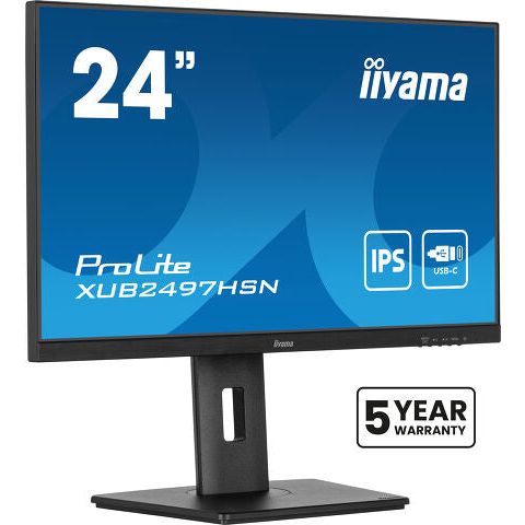 Dark Cyan iiyama ProLite XUB2497HSN-B2 24" Full HD LED Desktop Monitor with USB-C Hub & RJ45 Port