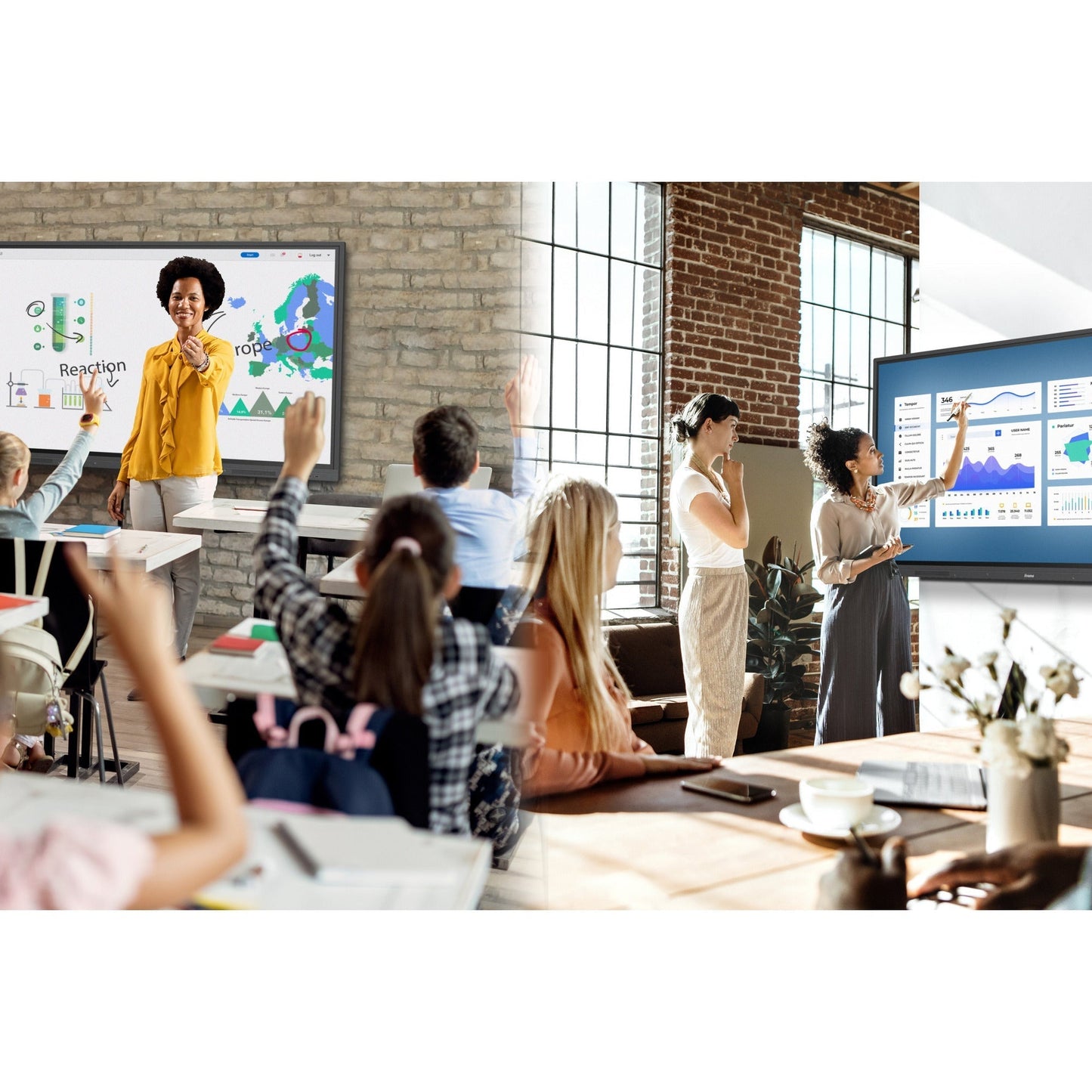 Gray Iiyama ProLite TE7502MIS-B1AG 75’’ Interactive  4K UHD LCD Touchscreen with Integrated Whiteboard Software