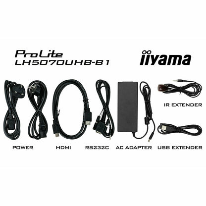 Black iiyama ProLite LH5070UHB-B1 50" Large Format Display with 24/7, 4K UHD, Android 9.0 and 700cd/m² High Brightness
