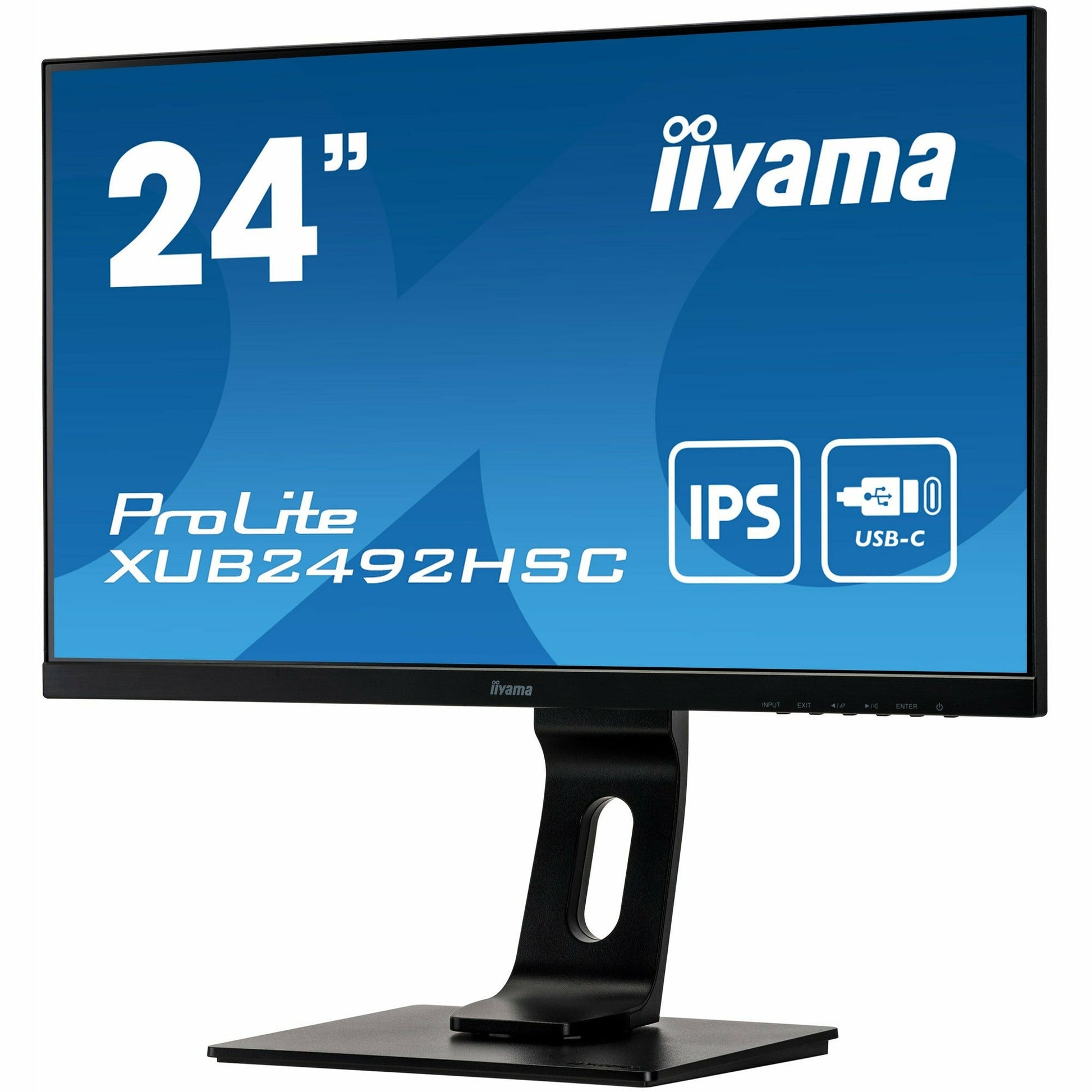 Dark Cyan iiyama XUB2492HSC-B1 24" IPS LCD USB-C Display with 65W Charging and Height Adjustable Stand