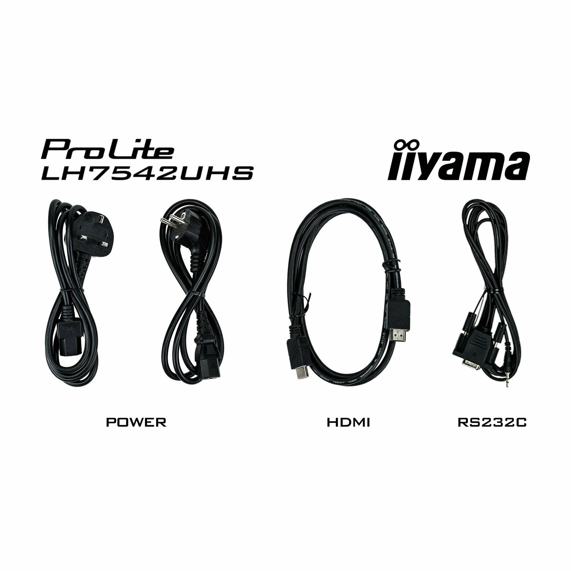 Black iiyama ProLite LH7542UHS-B3 75" IPS 4K LFD 18/7 with Android 8.0 and iiyama N-sign integrated Signage Platform