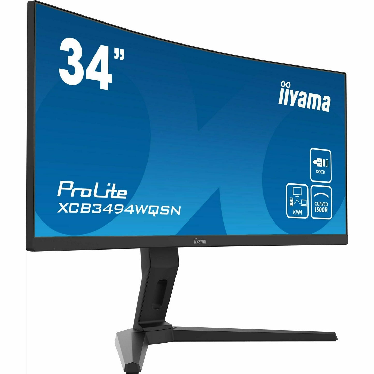 Dark Cyan iiyama ProLite XCB3494WQSN-B1 34" 1500R Curved Monitor with USB-C Dock and KVM Switch