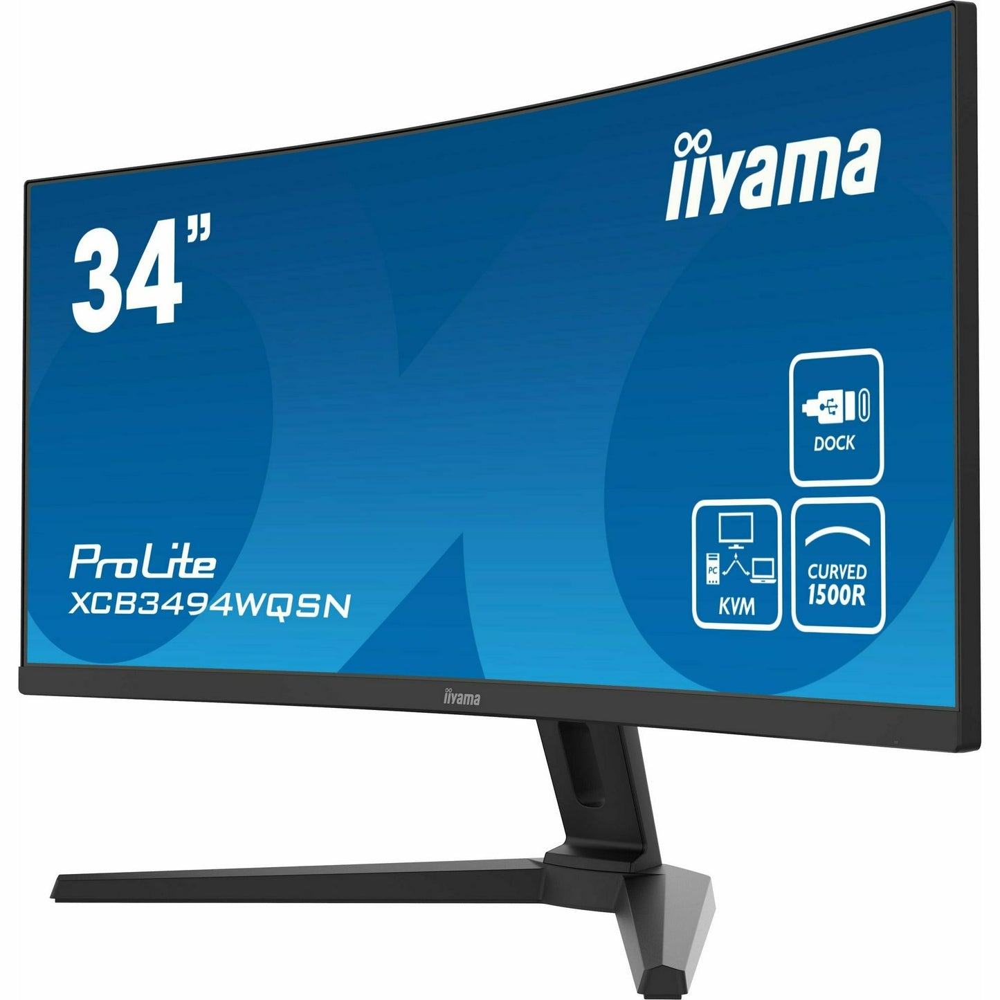 Dark Cyan iiyama ProLite XCB3494WQSN-B1 34" 1500R Curved Monitor with USB-C Dock and KVM Switch