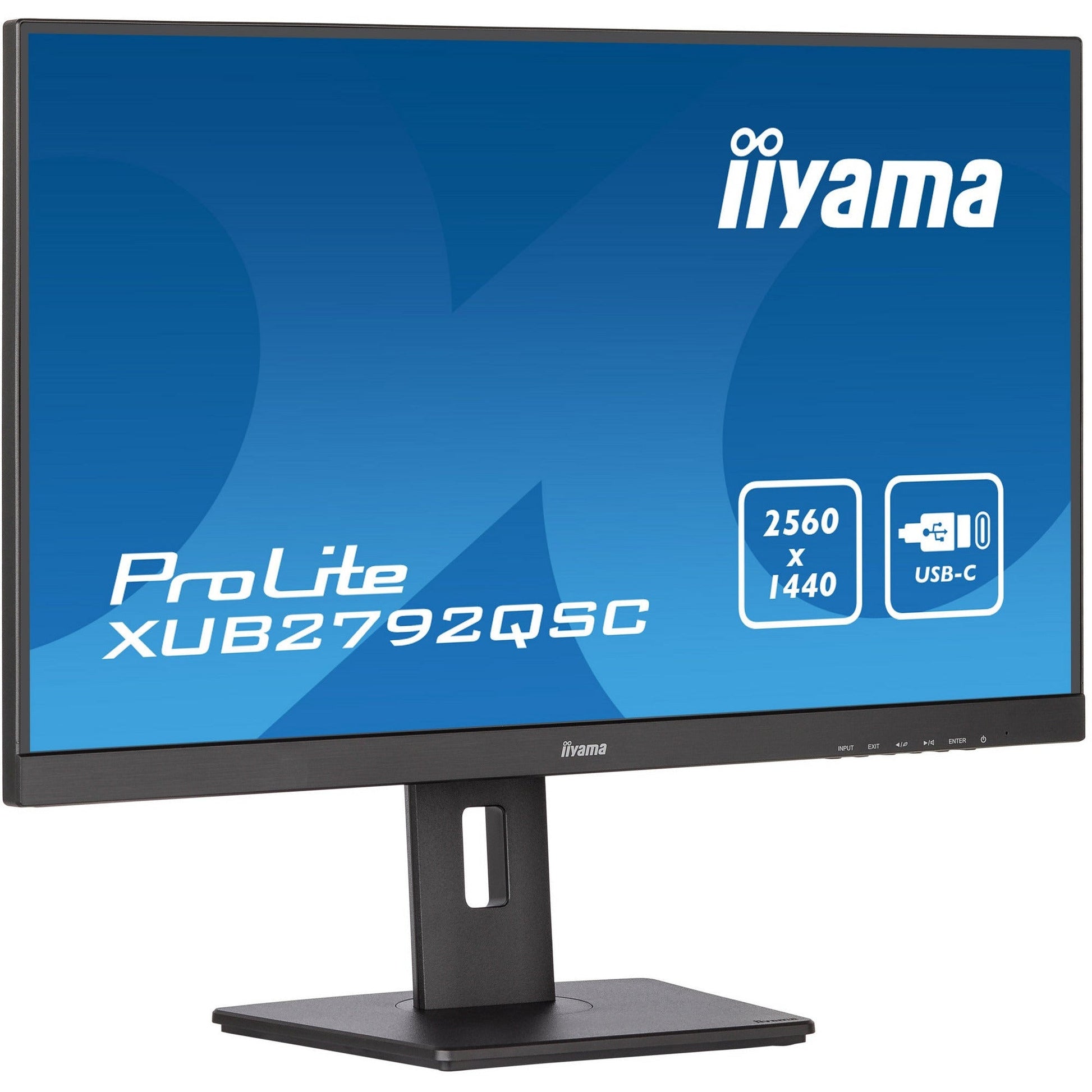 Dark Cyan iiyama Prolite XUB2792QSC-B5 27’’ WQHD 2560x1440 IPS Display with USB-C dock and 65W Power Delivery