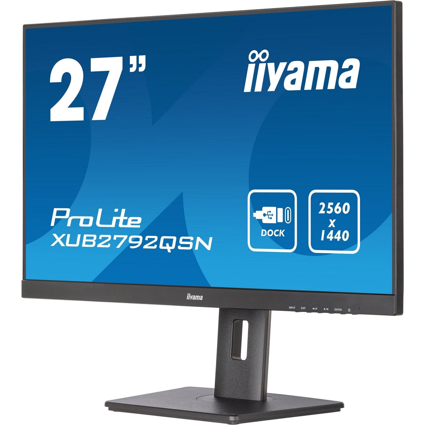 Dark Cyan iiyama Prolite XUB2792QSN-B5 27’’ WQHD IPS Display with USB-C dock & RJ45 (LAN)