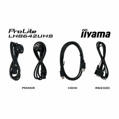 Black iiyama ProLite LH8642UHS-B3 86" IPS 4K LFD 18/7 with Android 8.0 and iiyama N-sign integrated Signage Platform