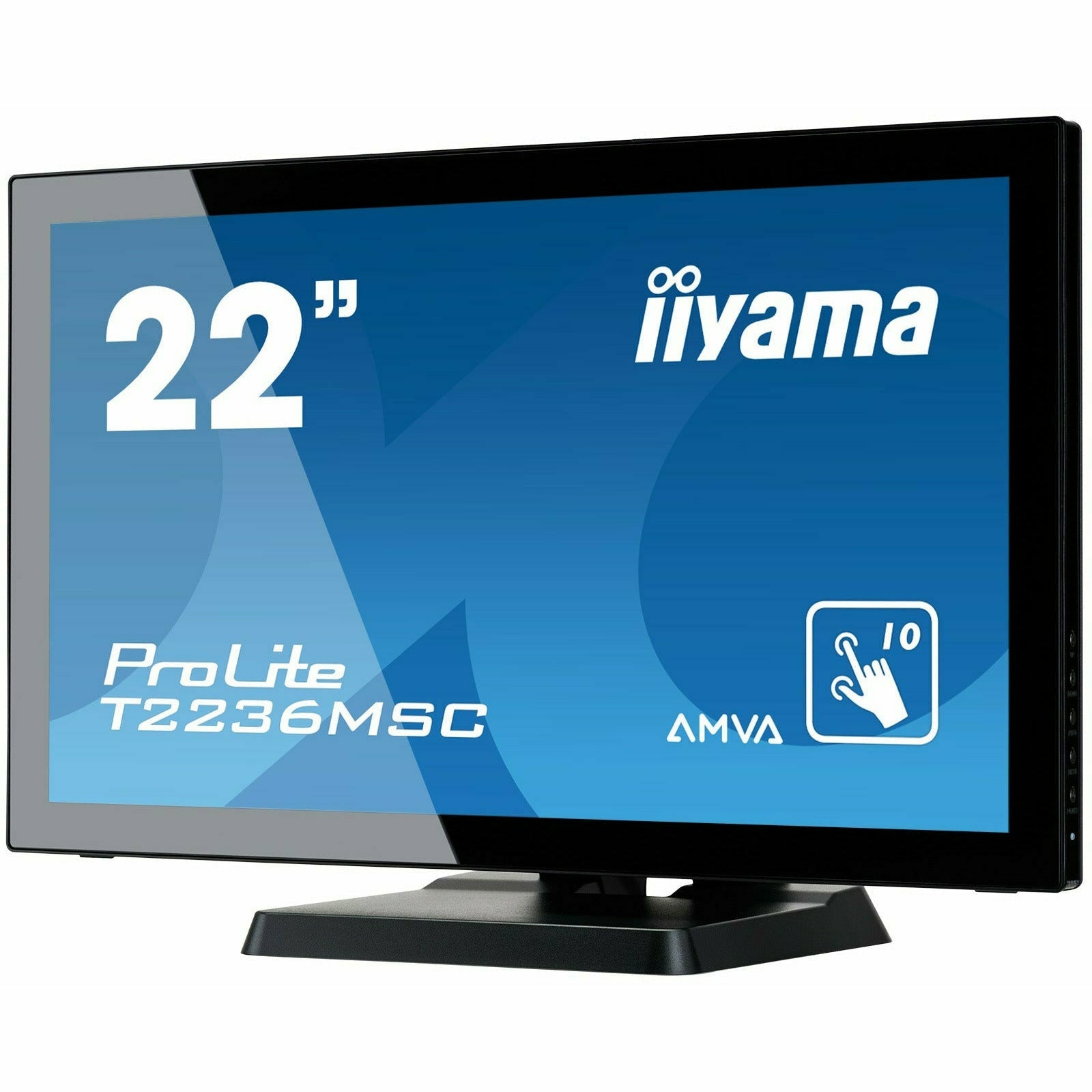Steel Blue iiyama ProLite T2236MSC-B2 22" 10 point Touch Screen with edge-to-edge glass and AMVA panel