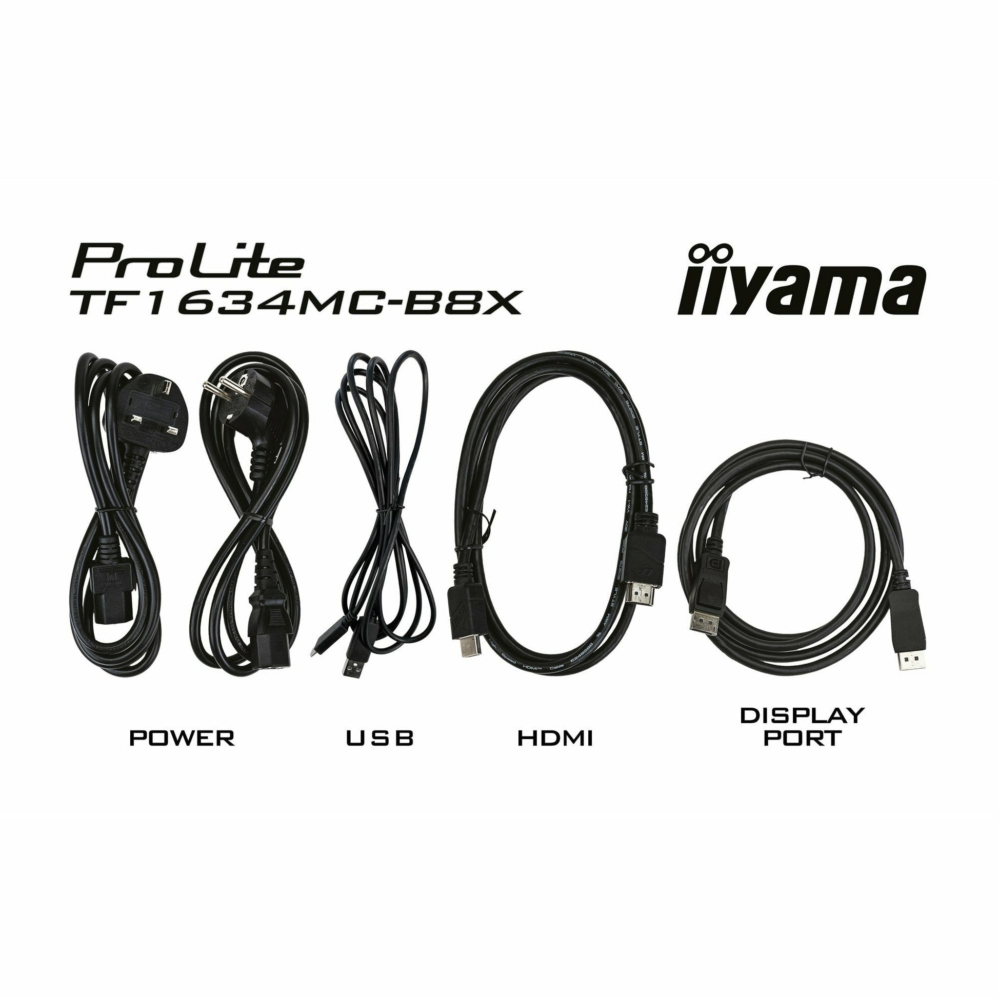 Black Iiyama ProLite TF1634MC-B8X 15.6" Full HD 10 point PCAP IPS Open Frame Touch Screen