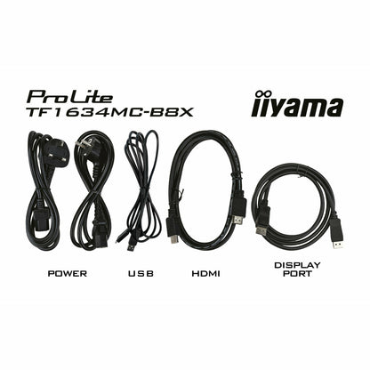 Black Iiyama ProLite TF1634MC-B8X 15.6" Full HD 10 point PCAP IPS Open Frame Touch Screen