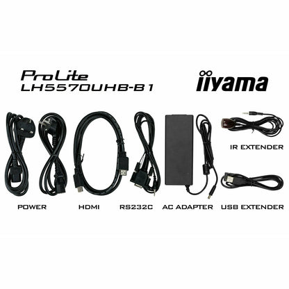 Black iiyama ProLite LH5570UHB-B1 55" Large Format Display with 24/7, 4K UHD, Android 9.0 and 700cd/m² High Brightness