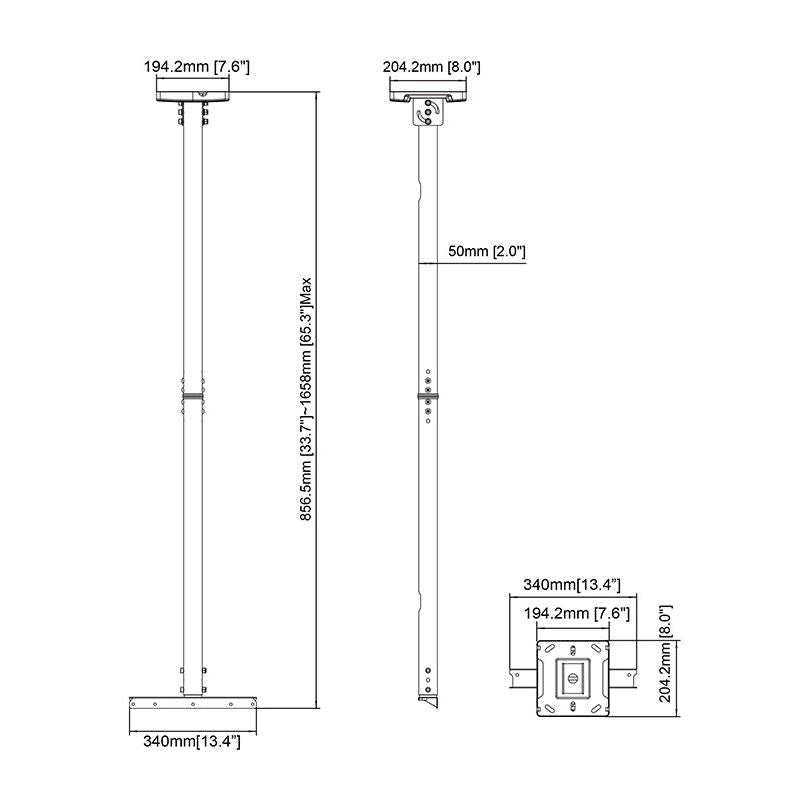 Light Gray Multibrackets M Pro Series - 1500mm Pipe Connecting Plate Small White