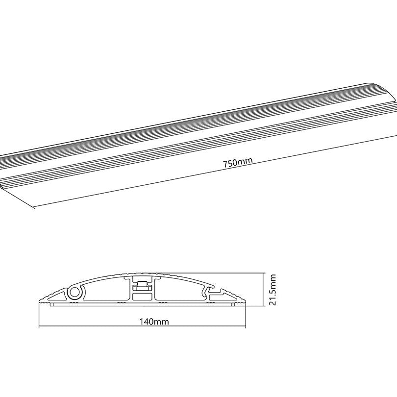 Gray Multibrackets M Cable Cover Floor Aluminum - 139mm W - 750mm L