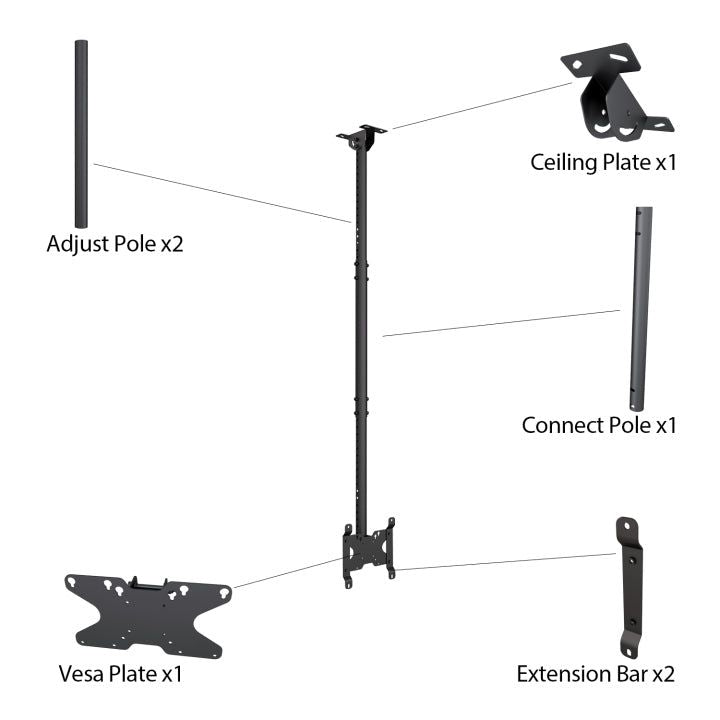 Dark Slate Gray Multibrackets M Public Ceilingmount Small Single Black 1500