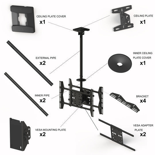 White Smoke Multibrackets M Public Ceilingmount Large Back to Back Black 3000