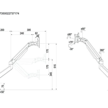 Lavender Multibrackets M VESA Gas Lift Arm Single Black