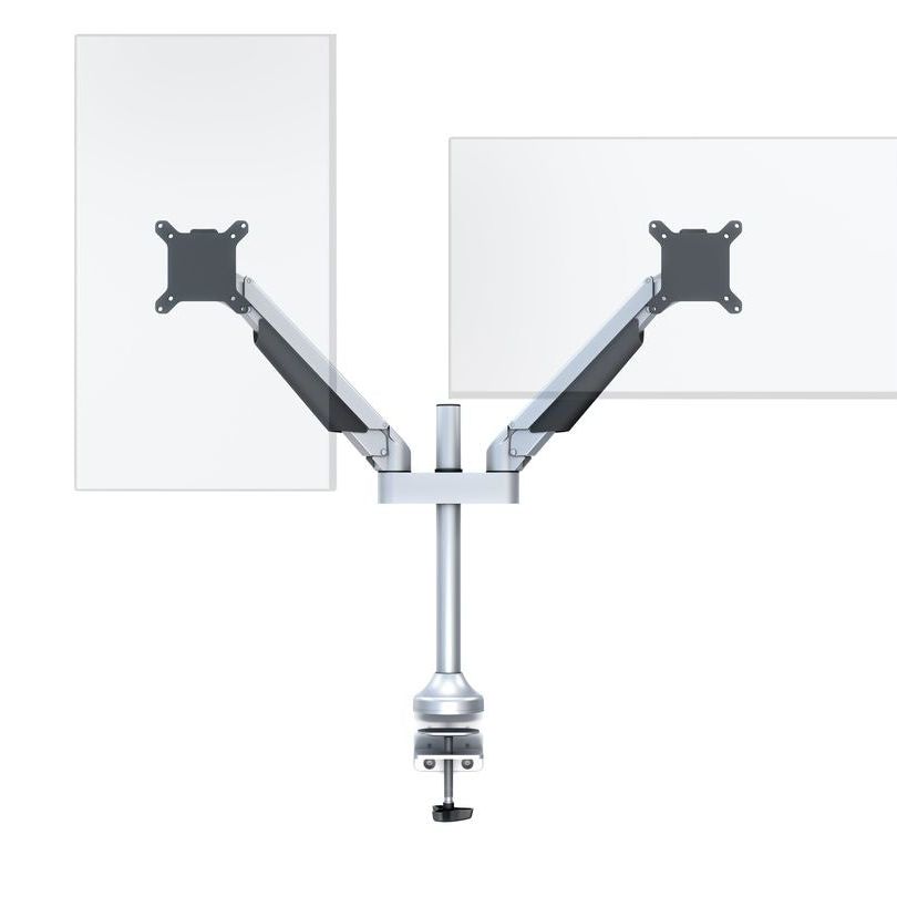 White Smoke Multibrackets M VESA Gas Lift Arm Dual Silver