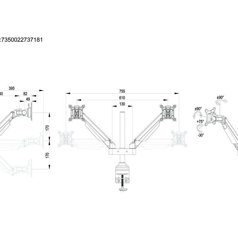Lavender Multibrackets M VESA Gas Lift Arm Dual White