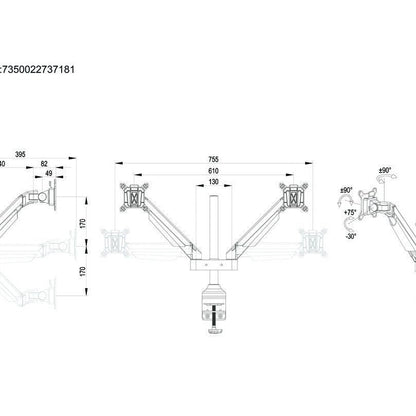 Lavender Multibrackets M VESA Gas Lift Arm Dual White