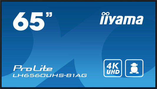 Dark Cyan iiyama ProLite LH6560UHS-B1AG 65" 4K UHD professional digital signage display with advanced control and connectivity options