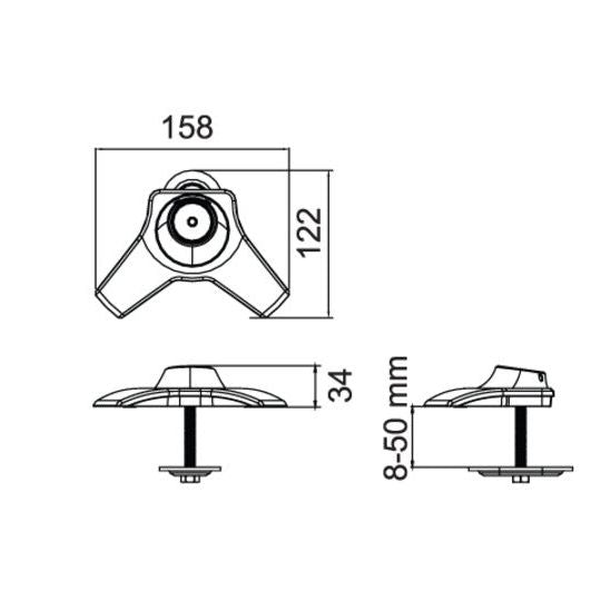 Light Gray Multibrackets M Desktopmount Single / Dual / Triple Stand Grommet Base