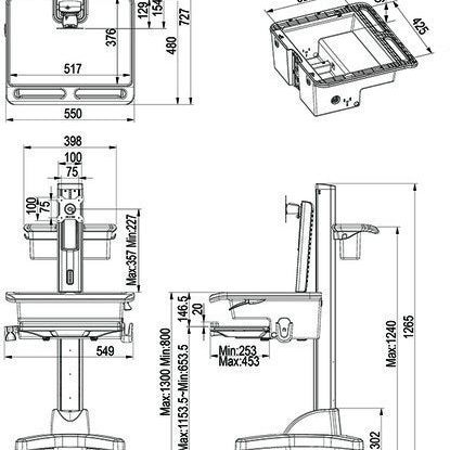 Light Gray Multibrackets M Universal Workstation Cart DT