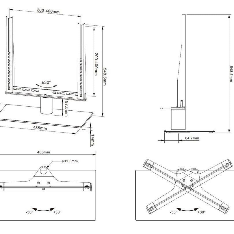 Lavender Multibrackets M VESA Tablestand Turn Black Medium MAX 400x400