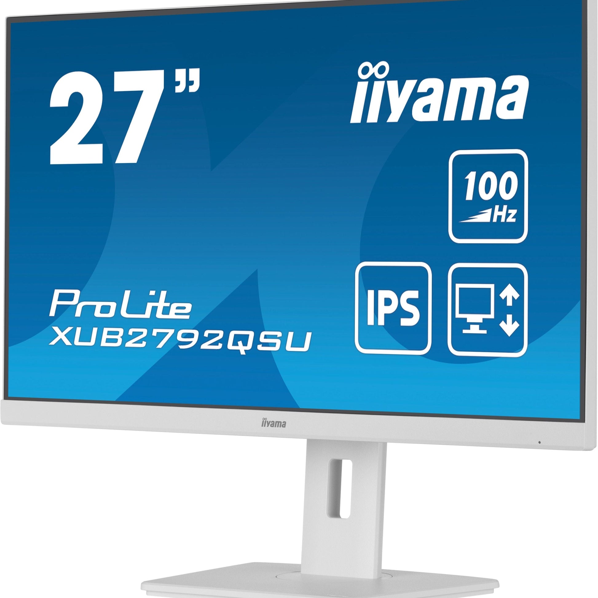 Dark Cyan iiyama ProLite XUB2792QSU-W6 27” WQHD IPS technology panel with USB hub and 100Hz refresh rate and 150mm height adjustable stand