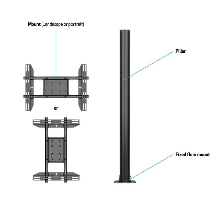 Dim Gray Multibrackets M Display Stand 180 Single Black w. Floormount