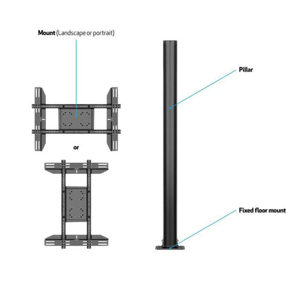Dim Gray Multibrackets M Display Stand 180 Single Black w. Floormount