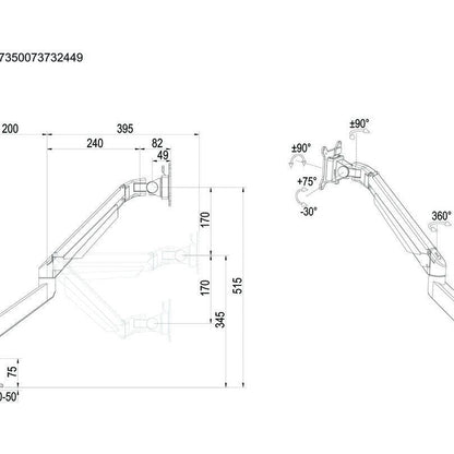 Lavender Multibrackets M VESA Gas Lift Arm Single Black HD