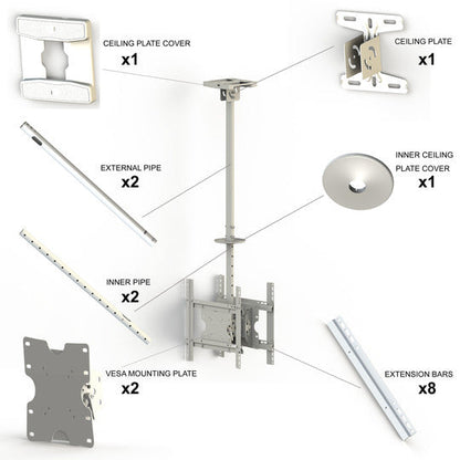 Beige Multibrackets M Public Ceilingmount Medium Back to Back White 3000