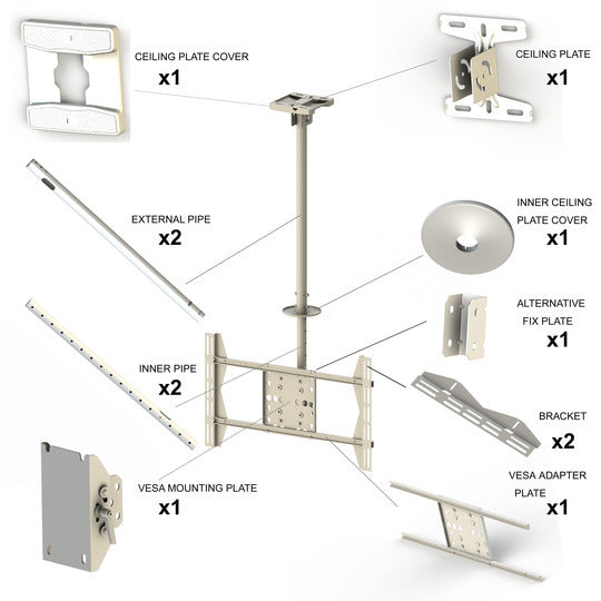 Light Gray Multibrackets M Public Ceilingmount Large Single White 3000