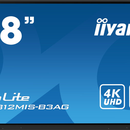 Steel Blue iiyama TE9812MIS-B3AG Signage Display Kiosk design 2.49 m (98") LCD Wi-Fi 400 cd/m² 4K Ultra HD Black Touchscreen Built-in processor Android 11 24/7