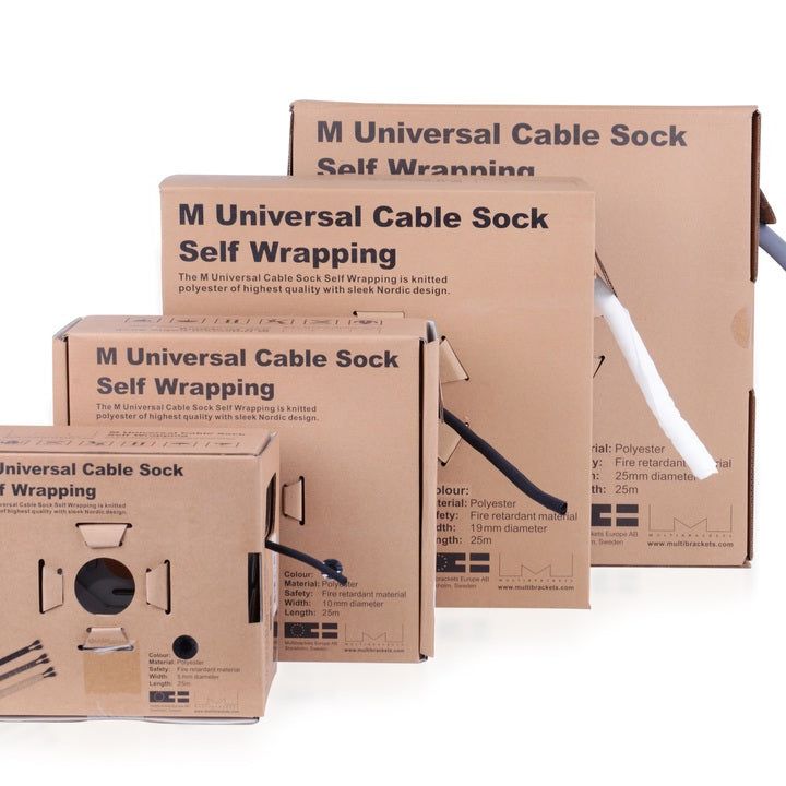 Rosy Brown Multibrackets M Universal Cable Sock Self Wrapping 40mm Black 25m