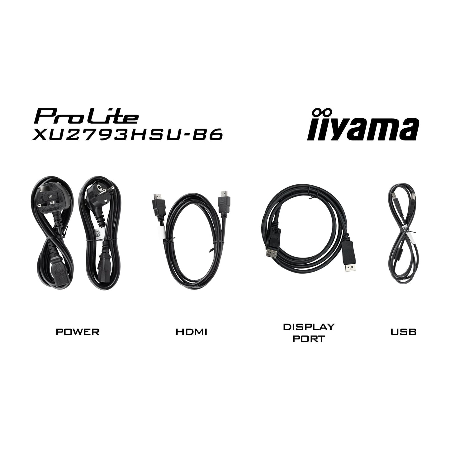 Black iiyama ProLite XU2793HSU-B6 27” IPS technology panel with USB hub and 100Hz refresh rate
