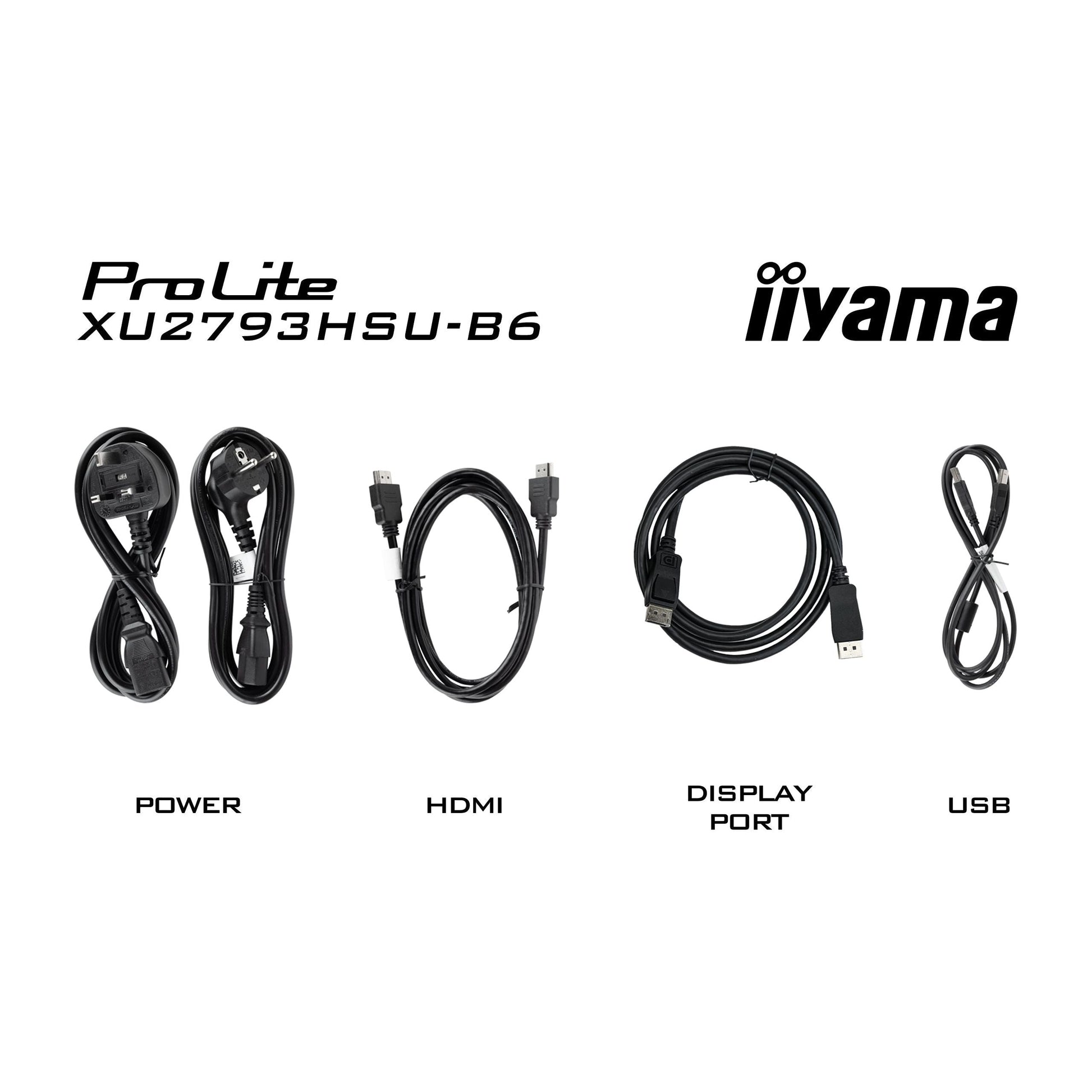 Black iiyama ProLite XU2793HSU-B6 27” IPS technology panel with USB hub and 100Hz refresh rate