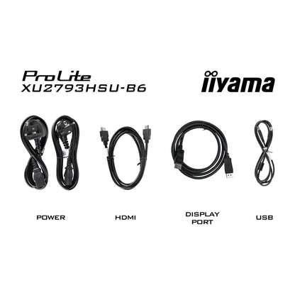Black iiyama ProLite XU2793HSU-B6 27” IPS technology panel with USB hub and 100Hz refresh rate