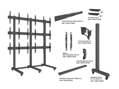 Dark Slate Gray Multibrackets M Pro Series Video Wall Stand 3x3 43-65" Black