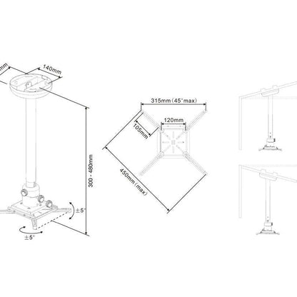 Lavender Multibrackets M Universal Projector Ceiling Mount 300-480 with Finetune